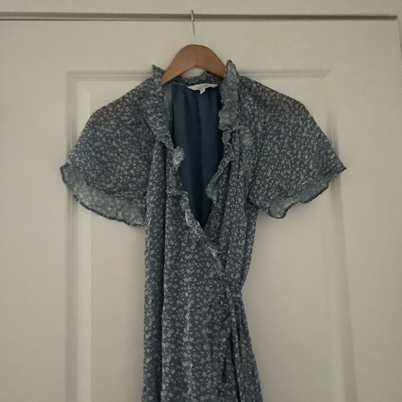 & Other Stories Floral Print Chiffon Ruffle Maxi Dress Hydrangea - Picture 8 of 10